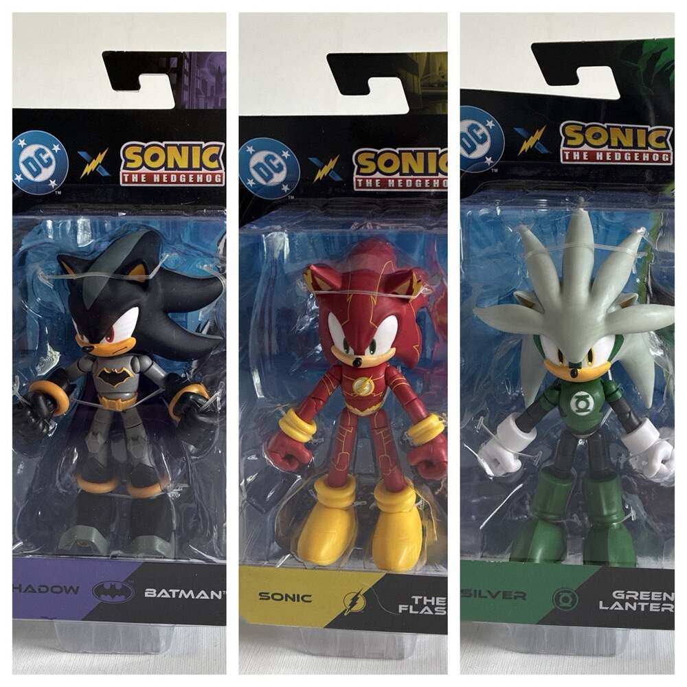 DC x Sonic The Hedgehog Silver, Shadow, Sonic Jakks Pacific Lot Of 3 New